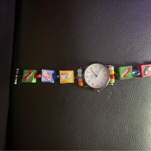Colorful Beaded Watch with Fun Icons